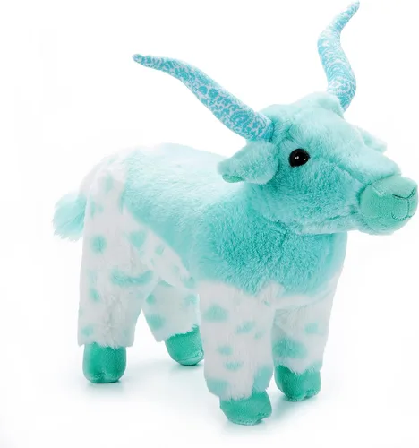 The Petting Zoo Longhorn - Peluche de animal de peluche, regalos para niños, animales salvajes de la vida silvestre, juguete de peluche turquesa de