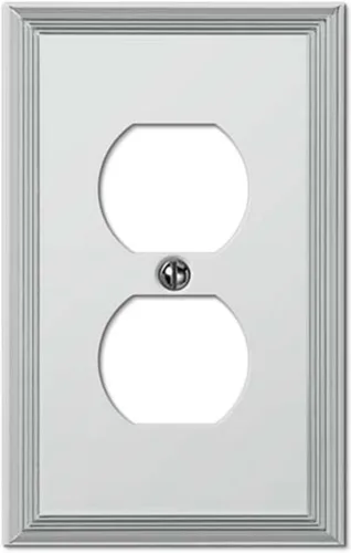 Amerelle Devon Round Corner Single Rocker/Single Duplex Placa de pared de acero en níquel cepillado