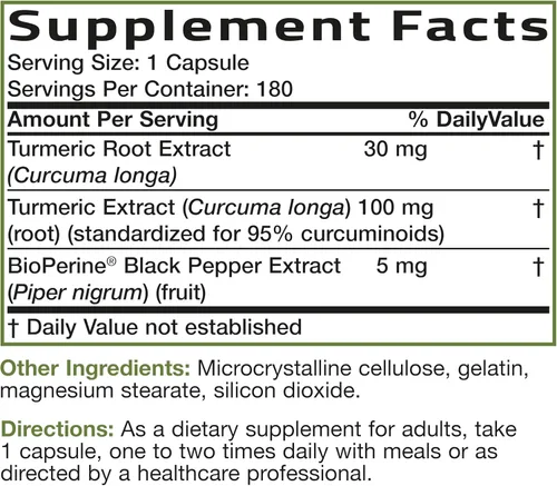 Miniatura 6 de Bronson Curcumina de cúrcuma con BioPerine – Soporte articular de alta potencia premium con 95% curcuminoides estandarizados – Cápsulas sin OMG