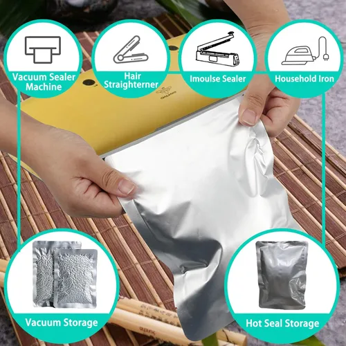 Miniatura 4 de 50 bolsas de Mylar de 3/4 de pinta para almacenamiento de alimentos, bolsas termosellables de almacenamiento para alimentos, granos de café, té