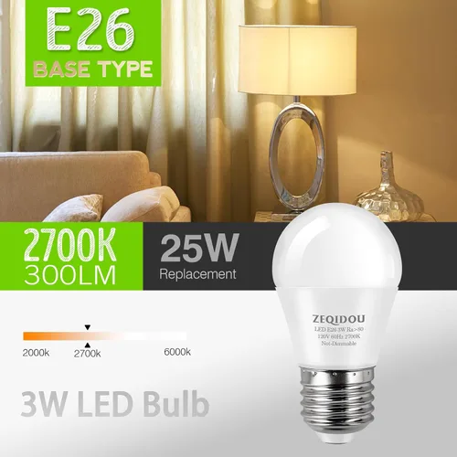 Miniatura 3 de Bombillas equivalentes a 25 W, bombillas LED de 3 W, color blanco suave, 2700 K, A15 E26, bombillas de bajo vatio, para dormitorio, lámpara de mesa