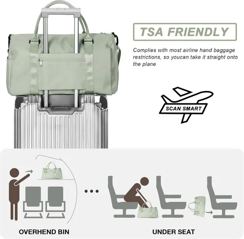 Miniatura 6 de Weekender Gym - Bolsas de lona para mujer con neceser, A-verde