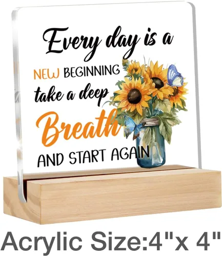 Miniatura 2 de Regalos inspiradores para mujeres y hombres, girasol, decoración del hogar, citas positivas, escritorio de oficina, letreros decorativos, placas