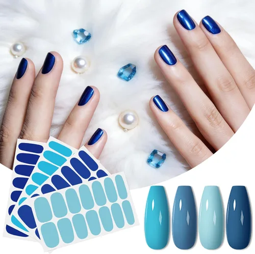 Miniatura 4 de Paquete de 16 hojas de esmalte de uñas para el Día de la Independencia, tiras de esmalte de uñas de gel autoadhesivas, con bandera estadounidense