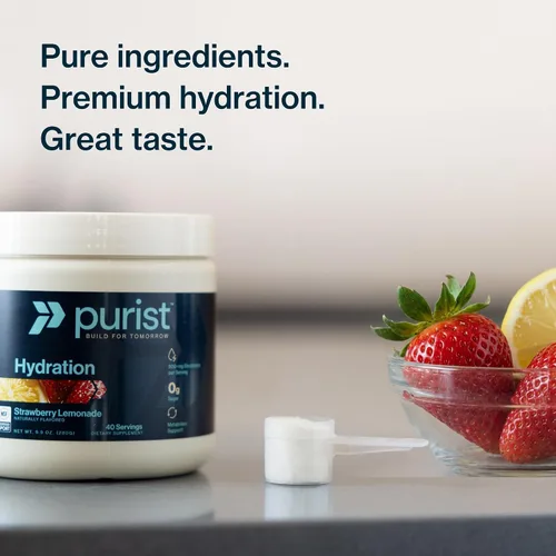 Miniatura 7 de Purist Polvo de electrolitos Hidratación de agua con 800 mg de electrolitos sin azúcar mezcla de bebida de stevia Cero ingredientes artificiales
