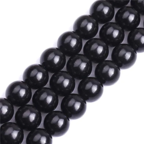 Miniatura 88 de GEM-Inside Cuentas sueltas de piedra natural de lava negra de 8 mm, redondas, piedra de energía para hacer joyas 15' Negro
