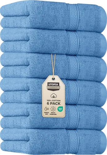 Miniatura 27 de Utopia Towels- Paquete de 6 toallas de mano prémium, 100% algodón hilado en anillo, ultrasuaves y altamente absorbentes, 18 oz/m2 (600 g/m2), 16 x