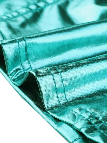 Miniatura 4 de Allegra K Camiseta corta metálica para mujer, brillante, sin mangas, recortada, para fiesta, club, holográfica