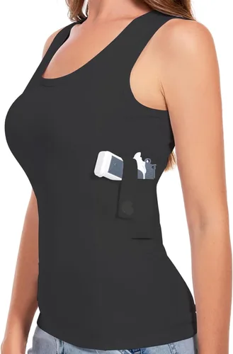 Miniatura 6 de Camiseta sin mangas con funda de transporte oculto, camisa táctica de compresión para uso diario, se adapta a equipos pequeños y compactos