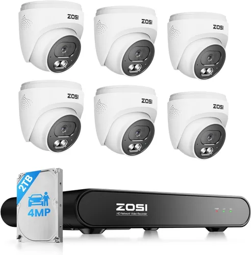 Miniatura 11 de ZOSI C220 8CH 4MP QHD 2.5K PoE Sistema de cámara de seguridad para el hogar, NVR de 8 canales 5MP 3K con 2TB HDD para grabación 24/7, 4 x cámaras IP