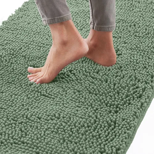 Miniatura 25 de Gorilla Grip - Tapete de baño afelpado, absorbente, peludo, de felpilla, para base de inodoro cuadrada, reverso de goma, suave, de microfibra, claro