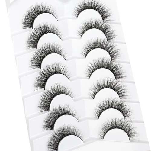 Miniatura 628 de Pooplunch - Pestañas postizas finas de visón sintético, estilo ojo de gato, naturales, cruzadas, tipo racimo, efecto 8D de volumen, tiras