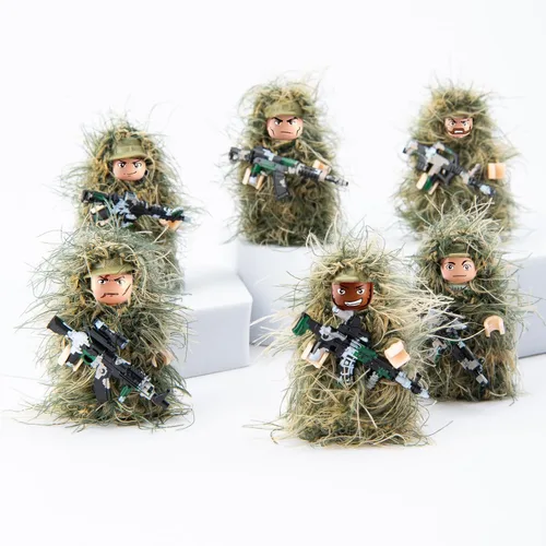 Miniatura 2 de Soldados de camuflaje militar, minifiguras de acción en fatigas de la jungla, figuras de soldados de fuerzas especiales en traje Ghillie con armas