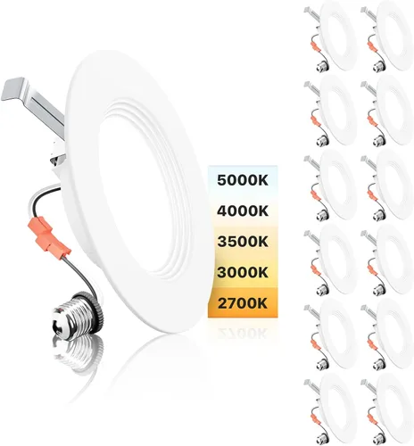 Miniatura 15 de Ensenior Paquete de 4 luces LED de 4 pulgadas, iluminación empotrable LED regulable, temperatura de color ajustable 5CCT (2700K-5000K), 7W = 77W