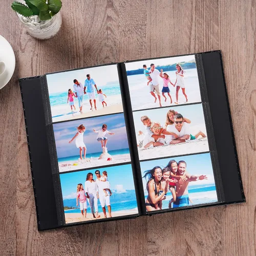 Miniatura 4 de Mublalbum Álbum de Fotos Pequeño 4x6 300 Fotos Cubierta de Cuero Libro de Fotos con Bolsillos Horizontales para Bebé Boda Aniversario y Familia Azul