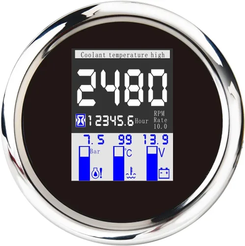Miniatura 14 de ELING Voltímetro multifuncional 4 en 1 de 3.346 in, presión de aceite, nivel de combustible, medidor de temperatura del agua 9-32 V para automóvil