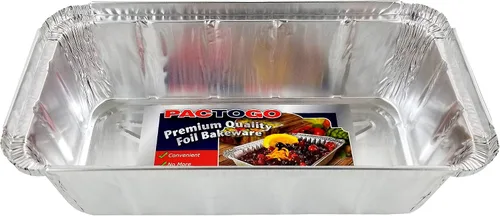Miniatura 4 de PACTOGO Moldes de papel de aluminio de 2 libras para pan/pan con tapa de cúpula transparente (paquete de 12 juegos)