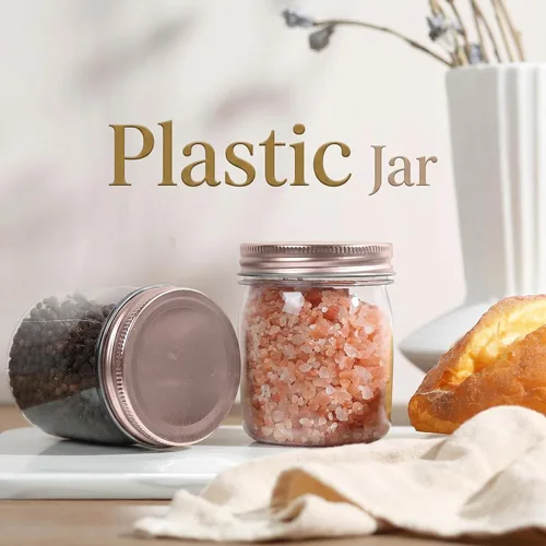 Miniatura 5 de novelinks Tarros de plástico transparente de 8 onzas con tapas herméticas, paquete de 16 tarros de plástico con tapas de 8 onzas, recipientes de Oro