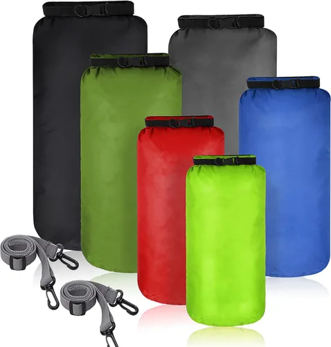 Miniatura 8 de Shappy Juego de 6 bolsas secas impermeables, ligeras, herméticas, con sacos de 20 L, 15 L, 10 L, 8 L, 5 L, 3 L y correa de hombro larga ajustable