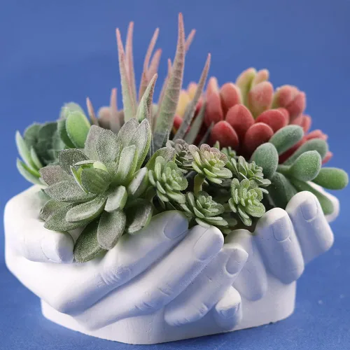 Miniatura 3 de Molde de silicona de cemento en forma de maceta en forma de mano, molde de maceta suculenta de arcilla de hormigón, molde de almacenamiento