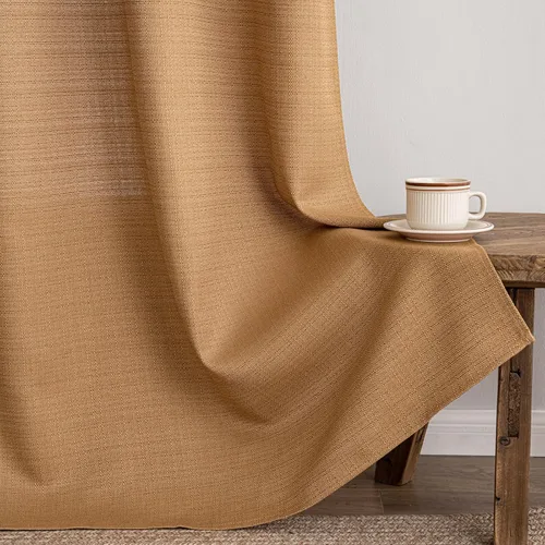 Miniatura 4 de MIULEE Cortinas texturizadas de lino sintético marrón natural de 84 pulgadas de largo, juego de 2 paneles para sala de estar y dormitorio, tejido