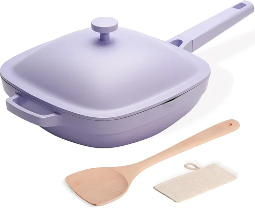 USELUCK Sartén de cerámica de 10.5 pulgadas (3.8 cuartos de galón) con tapa, sartenes antiadherentes de aluminio fundido profundo, sartén Pix no