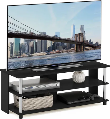 Miniatura 17 de Furinno Beginning - Soporte de TV rectangular de 2 niveles con estante abierto, consola de TV para TV de hasta 36 pulgadas, parte trasera abierta