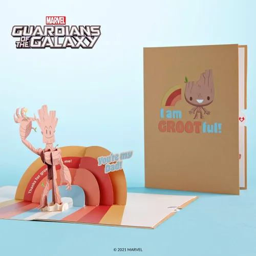 Miniatura 2 de Lovepop Guardianes de la Galaxia Groot - Tarjeta emergente 3D del día del padre para papá, para él, hombres, esposo, divertida tarjeta