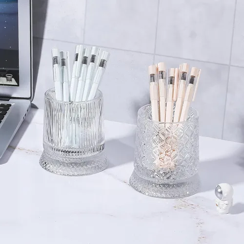 Miniatura 7 de DASITON Organizador de brochas de maquillaje, soporte de almacenamiento de brochas de cosméticos de cristal, organizador de maquillaje de vidrio