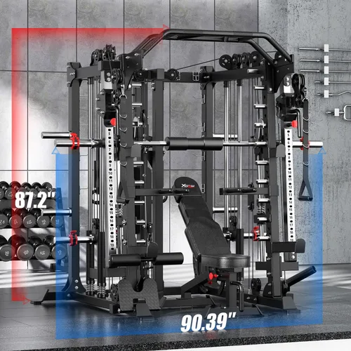 Miniatura 3 de Máquina Smith con sistema de cruce de cables, jaula de potencia multifunción para sentadillas y rack de potencia para gimnasio en casa, rack de Negro