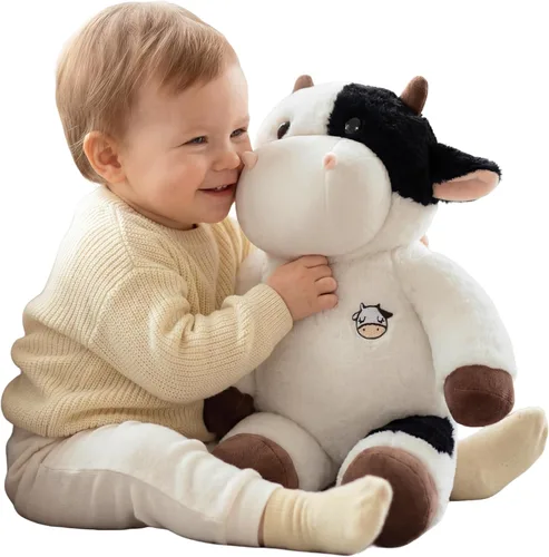 Miniatura 7 de IKASA - Animal de peluche gigante de vaca de felpa, juguetes suaves grandes y jumbo de gran tamaño, 30" de tamaño enorme, lindo peluche esponjoso