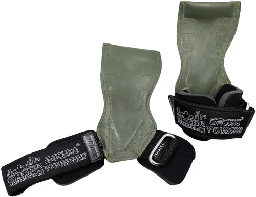 Miniatura 4 de Lifting Grips PRO Guantes de Peso de Servicio Pesado Correas de Barra de Gimnásticos Alternativa a Ganchos de Potencia Peso Muerto Muñequera verde