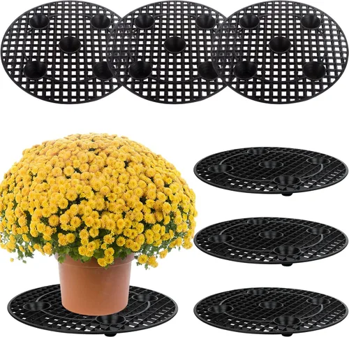 Miniatura 10 de 4 elevadores de macetas, soporte resistente, soporte redondo negro para plantas, elevadores de plástico de 8 pulgadas para interiores y exteriores