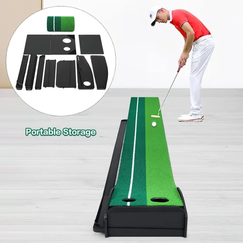 Miniatura 6 de Dollox Putting Green - Alfombrilla de Putting de Golf para Interiores, Alfombrilla con Retorno Automático de Pelota, Set de Mini Golf Accesorios