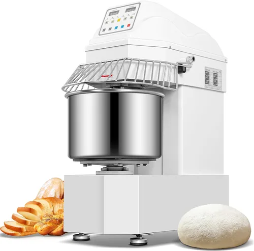 Miniatura 8 de Mezclador comercial de alimentos de 30 cuartos de galón, 1250 W, mezclador comercial de 3 velocidades ajustable con función de temporizador, Plateado