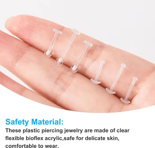 Miniatura 3 de SmallCat Retenedor de piercing transparente para mujeres y hombres, retenedor de anillos de labios de plástico transparente, retenedores de nariz