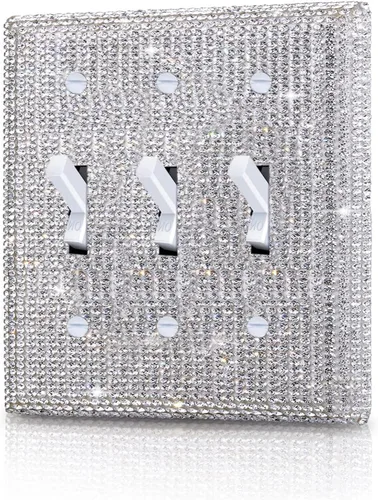 Miniatura 22 de 1 pieza Cubiertas de enchufe brillantes con diamantes de imitación, placas de pared para cubrir interruptores de luz, placa decorativa de imitación