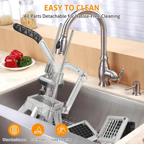 Miniatura 6 de WICHEMI Picador comercial de verduras con 3 cuchillas de repuesto, picador de alimentos resistente para papas, pimientos, champiñones