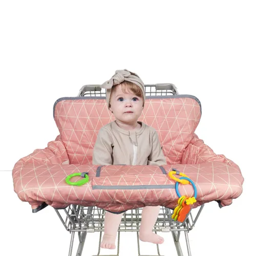 Miniatura 2 de Fundas para carrito de compras para niña, funda de algodón para silla alta, cojín para carrito de comestibles para bebés, lavable a máquina (rosa)
