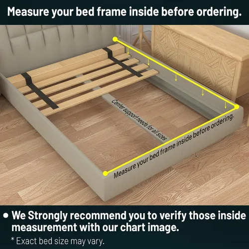 Miniatura 5 de Treaton, Tablero de Somier/Listones de Cama de Madera Horizontal Extra Resistente de 1 Pulgada, 72" x 39", Beige