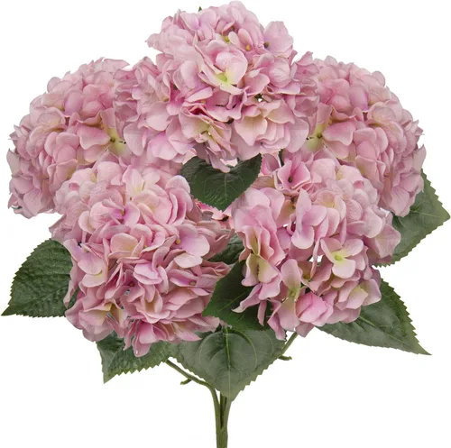 Hollyone Hortensias artificiales de color rosa, flores artificiales grandes de seda para decoración del hogar, ramos de flores de boda, flores