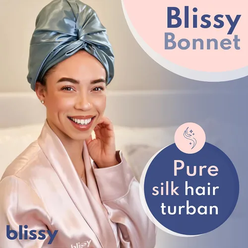 Miniatura 2 de BLISSY Gorro de seda para dormir para cabello largo y rizado, 100% seda de morera pura 22 momme 6a fibras de alta calidad