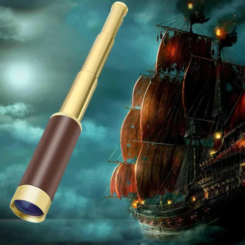 Miniatura 8 de Telescopio monocular pirata para niños y adultos, telescopio de latón plegable de mano de 25 x 30 con zoom, portátil, para cruceros, viajes