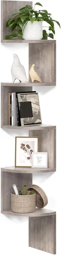 Miniatura 6 de VASAGLE - Estantería de esquina para montaje en pared, estantería flotante de 5 niveles, estantería de esquina para plantas, para dormitorio, salón