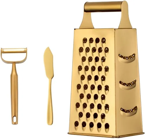 Rallador de caja de 4 lados para cocina, rallador de queso de acero inoxidable con asa, cortador de verduras multifunción para queso, jengibre,