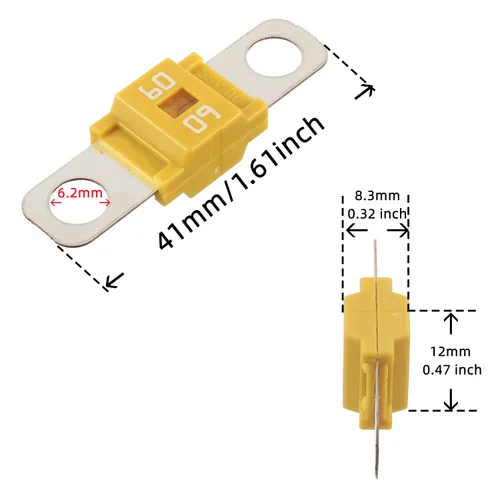 Miniatura 5 de BOJACK Portafusibles AMI/Midi de 60 amperios y fusibles midi atornillados de alta corriente 60A para automóviles, camiones y vehículos (paquete de 2)