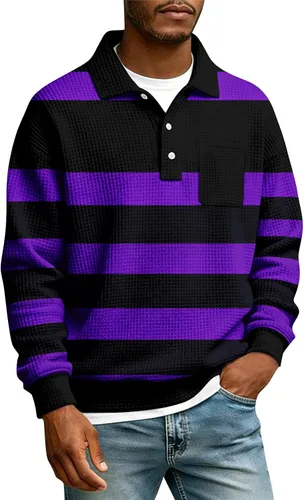 Miniatura 42 de Camisas de manga larga con botones a cuadros para hombre, con cuello de manga larga, estilo casual, elegante, a cuadros 2- amarillo