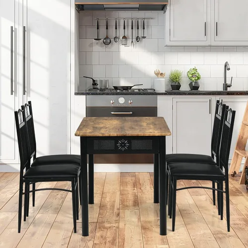 Miniatura 9 de COSTWAY Juego de mesa de comedor de 5 piezas, juego de mesa de cocina moderno para 4 personas, mesa rectangular de 42 pulgadas con 4 sillas