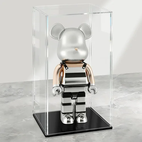 Miniatura 29 de LANSCOERY Vitrina de Acrílico, Caja de Exhibición Ensamblable para Coleccionables, con Diseño a Prueba de Polvo y Sin Costuras, Base Negra de Negro