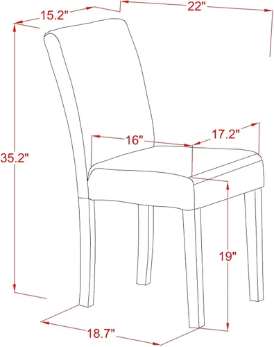 Miniatura 11 de East West Furniture DLAB5-LWH-64 - Juego de mesa y sillas de cocina de 5 piezas, incluye una mesa de comedor redonda con gotas y 4 sillas de comedor